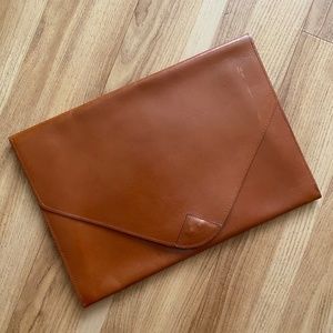 LA BAGAGERIE PARIS BROWN ENVELOPE CLUTCH SATCHEL PORTFOLIO BAG